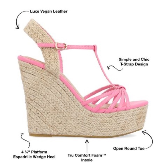 Journee Collection Yara Buckle Wedge Sandals - Picture 4 of 6